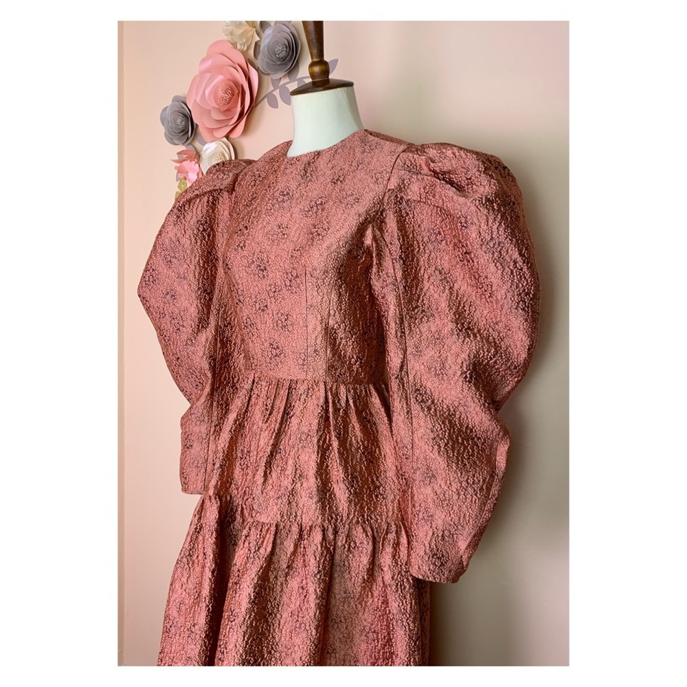 New! ULLA JOHNSON Jacquard Tiered Midi Dress - Picture 4 of 14